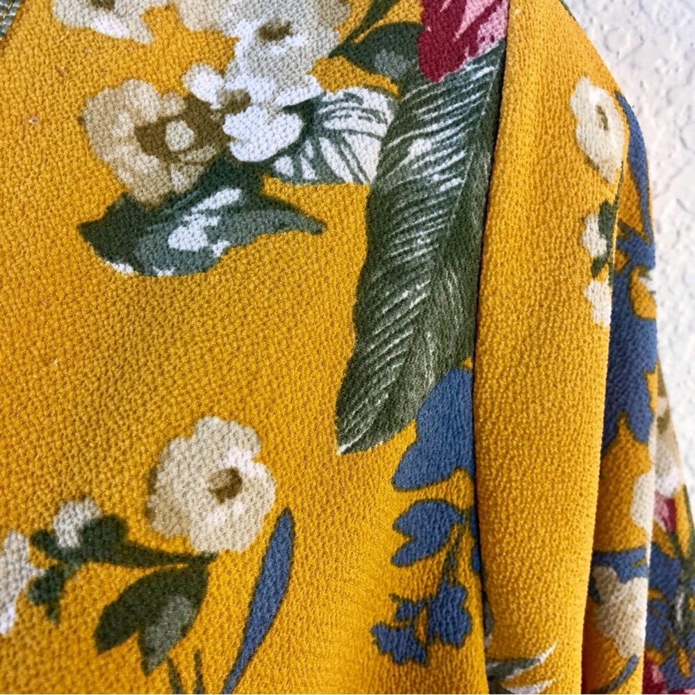 Blue Rain Mustard Floral V Neck Top - Picture 12 of 16